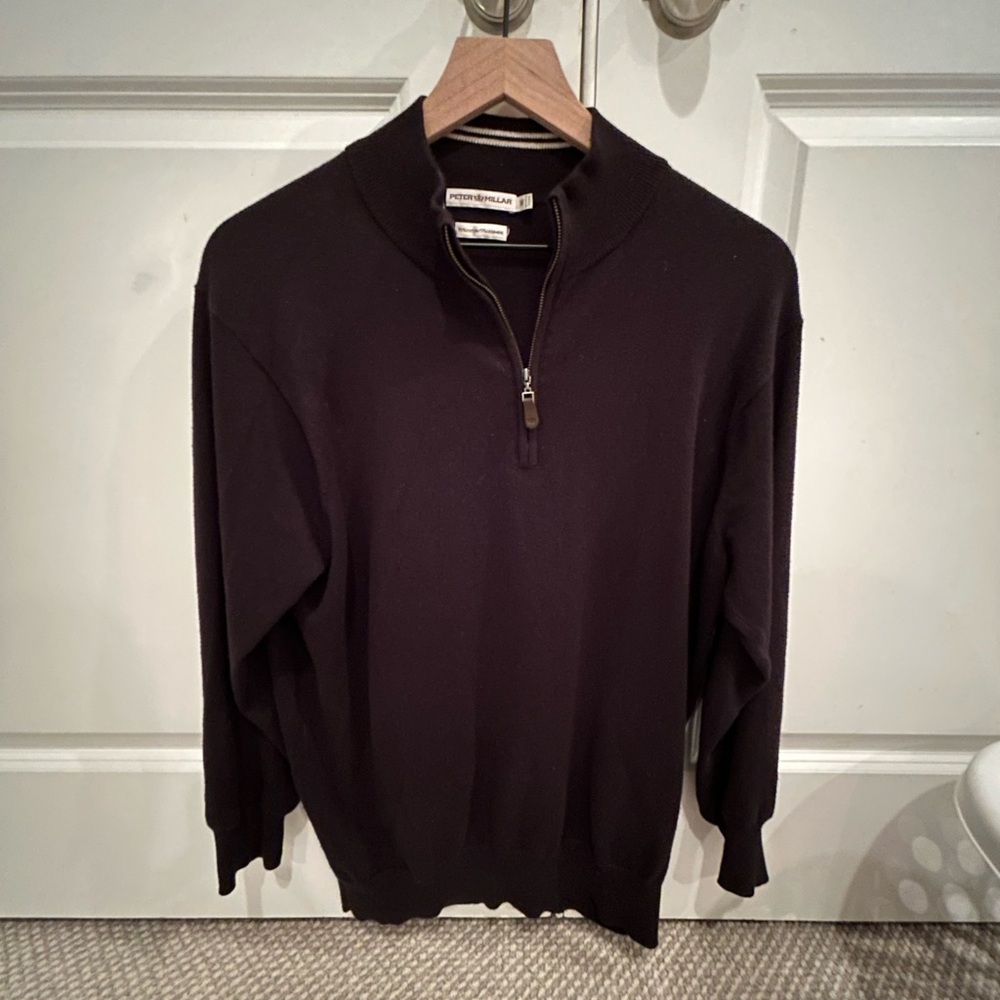 Peter Millar Black Knit Zip Up Sweater